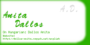 anita dallos business card